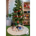 White And Red Felt Tree Skirt With Pom Poms
