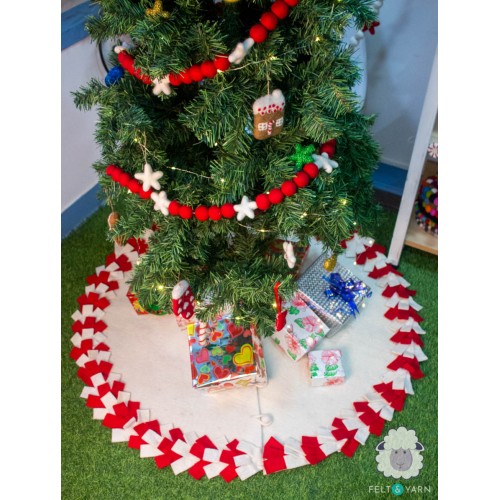 Tree Skirt with Red and White Fringes