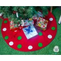 Red Felt Tree Skirt with Polka Dots