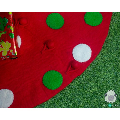 Red Felt Tree Skirt with Polka Dots
