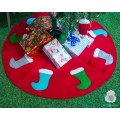 42 inch Red Felt Tree Skirt with Stockings