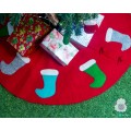42 inch Red Felt Tree Skirt with Stockings