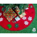 Red Felt Tree Skirt with Christmas Designs
