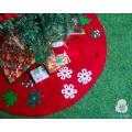 Red Felt Tree Skirt with Christmas Designs