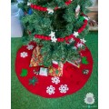 Red Felt Tree Skirt with Christmas Designs