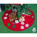 Red Felt Tree Skirt with Christmas Designs
