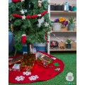 Red Felt Tree Skirt with Christmas Designs