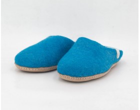 Turquoise Wool Slippers