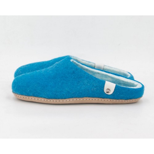Turquoise Wool Slippers