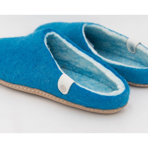 Turquoise Wool Slippers