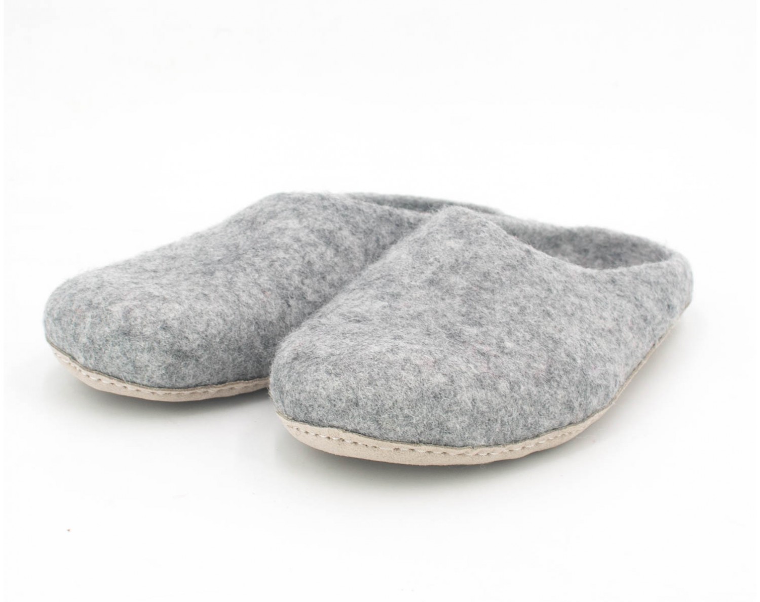 Grey Eco Felt House Slippers Shoes with Grey Thread 