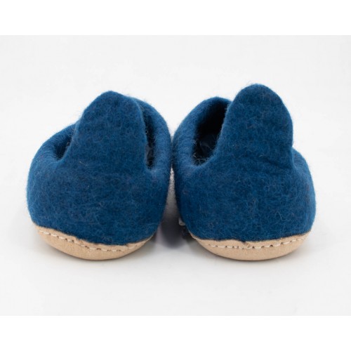 Blue Felt Slippers With Tail