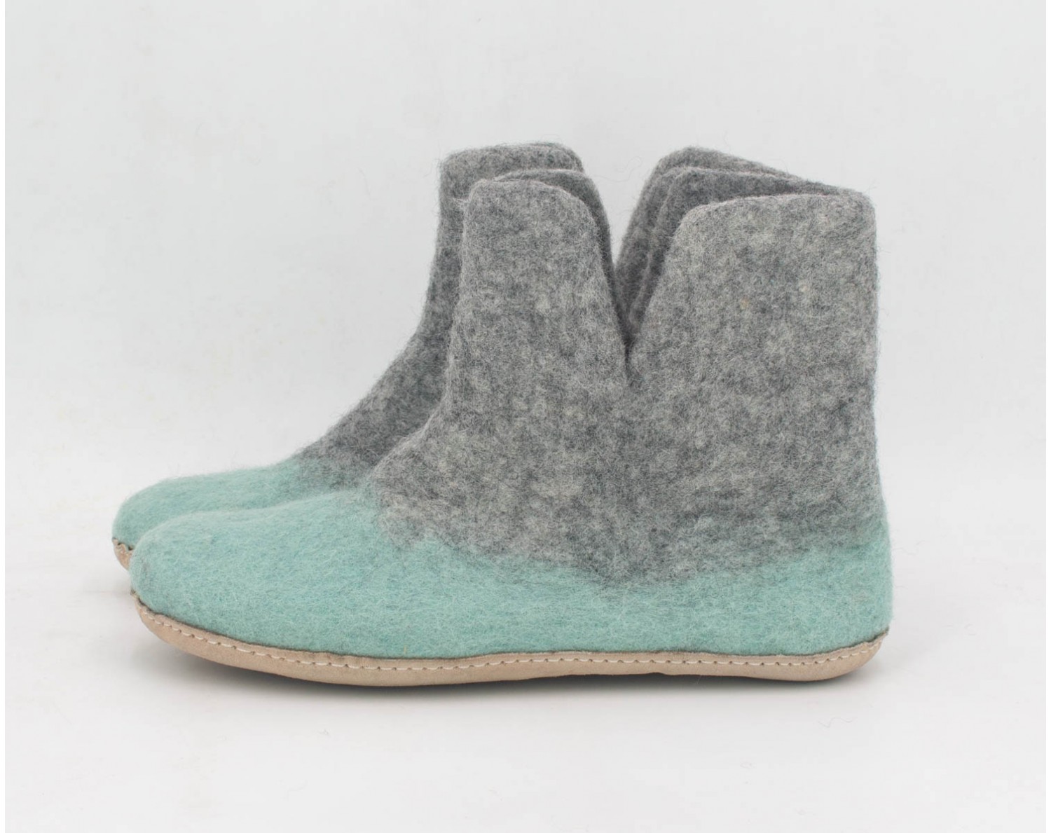 Gradient Mint Shade Felt Ankle Boot