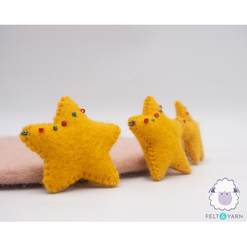 6cm Christmas Beaded Felt Star