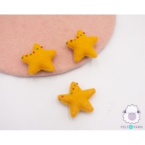 6cm Christmas Beaded Felt Star