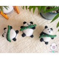 Wool Felt Cute Panda with Bamboo