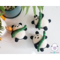 Wool Felt Cute Panda with Bamboo