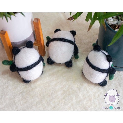 Wool Felt Cute Panda with Bamboo