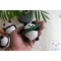 Wool Felt Cute Panda with Bamboo