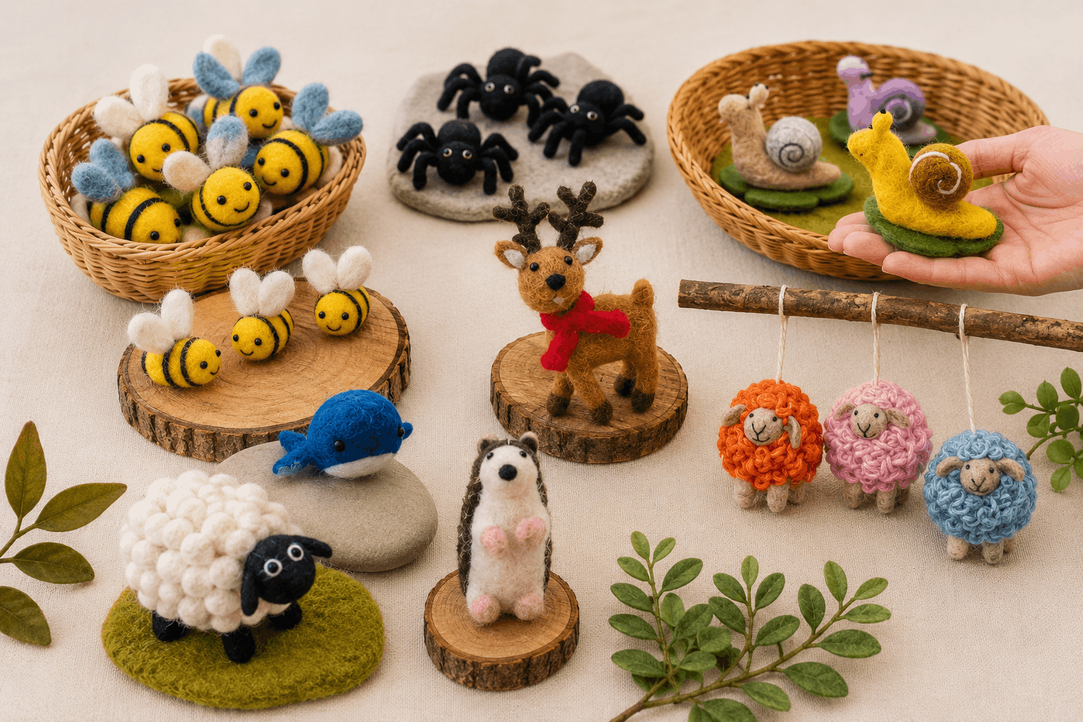 wool felt animals and characters