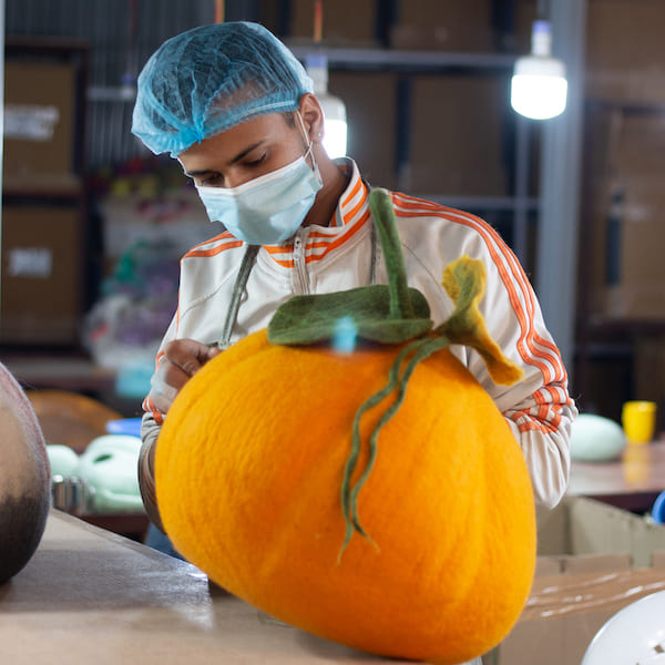 Halloween Pumpkin Cat Cave In Making