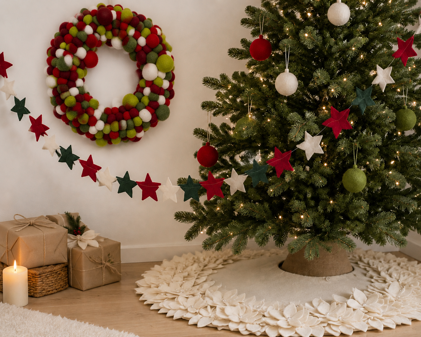 Wholesale Christmas garland felt wreaths and Christmas tree skirt wholesale products for Q4 retail decor