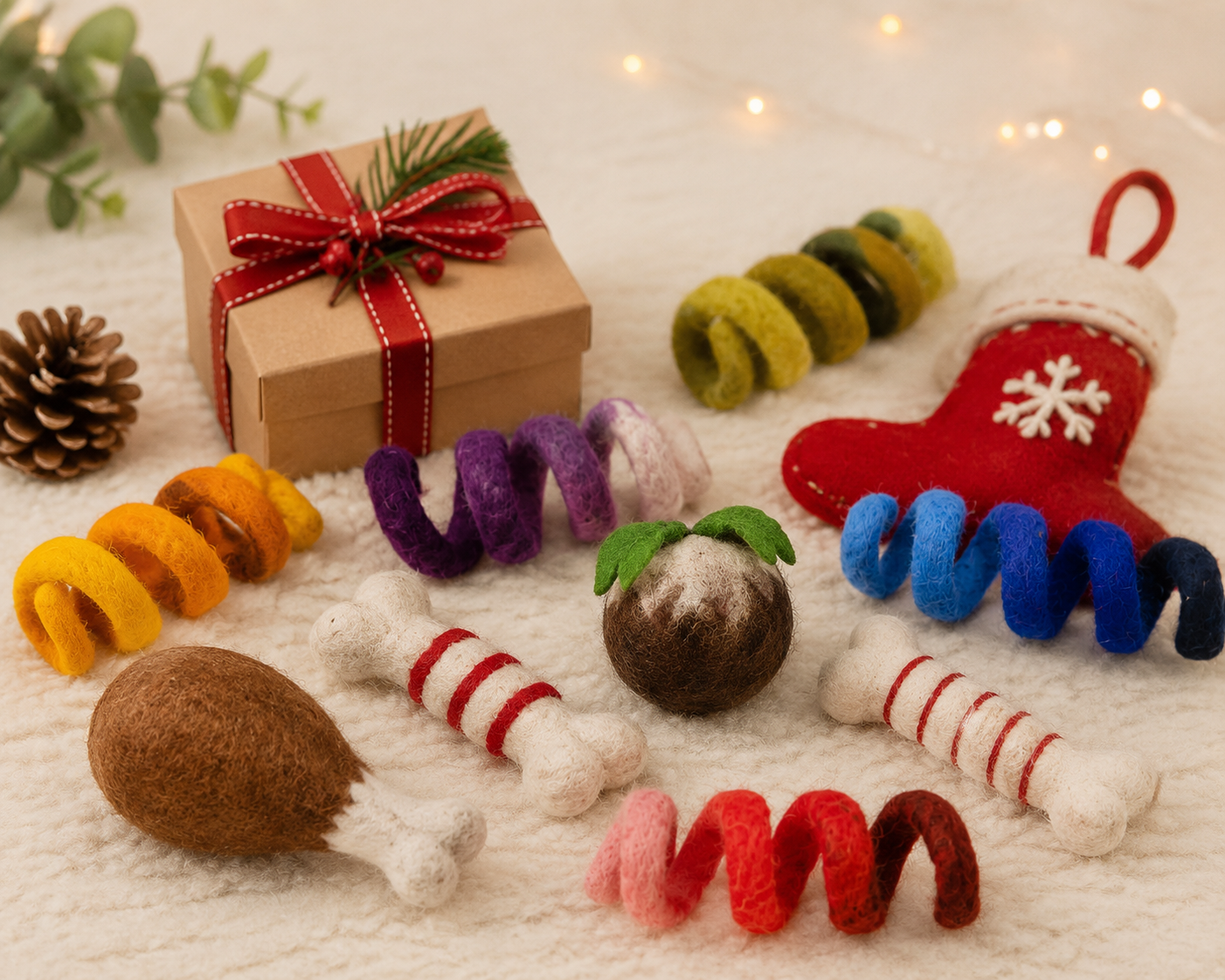 Wholesale dog toys and holiday felt pet products for Christmas pet gift assortments