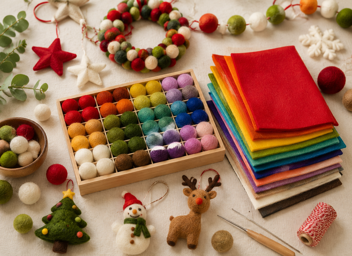 Wholesale felt balls felt sheets and wool felt craft supplies for DIY holiday kits
