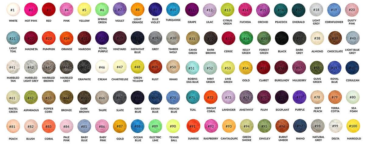 Felt and Yarn's Color Chart