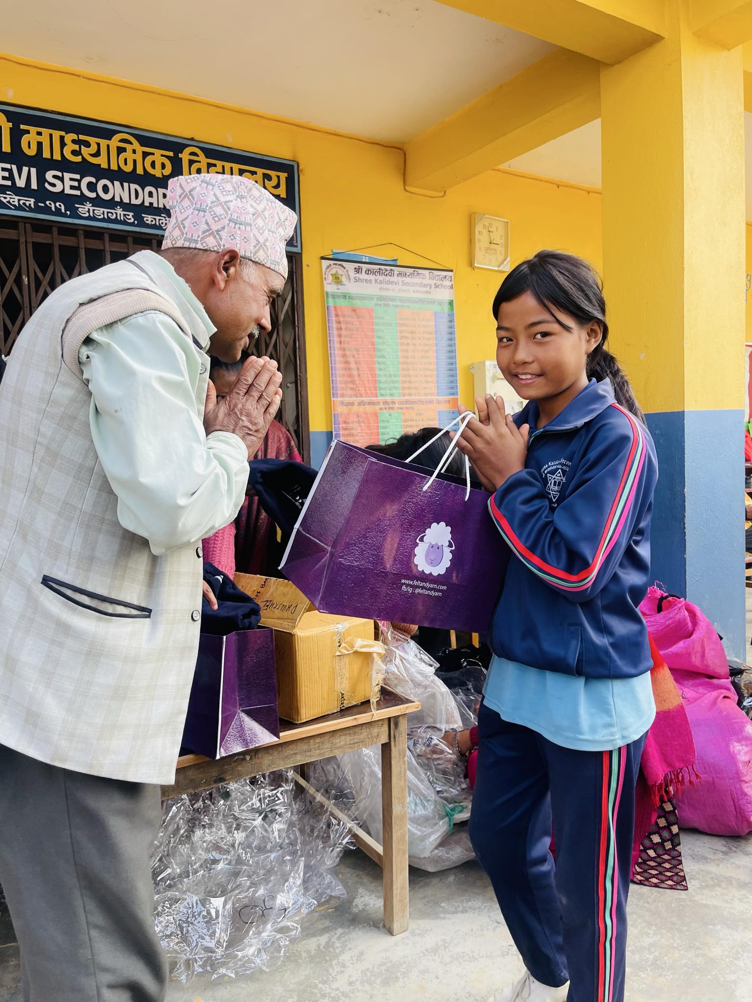 Student receiving support through Felt and Yarn Foundation in Kavre