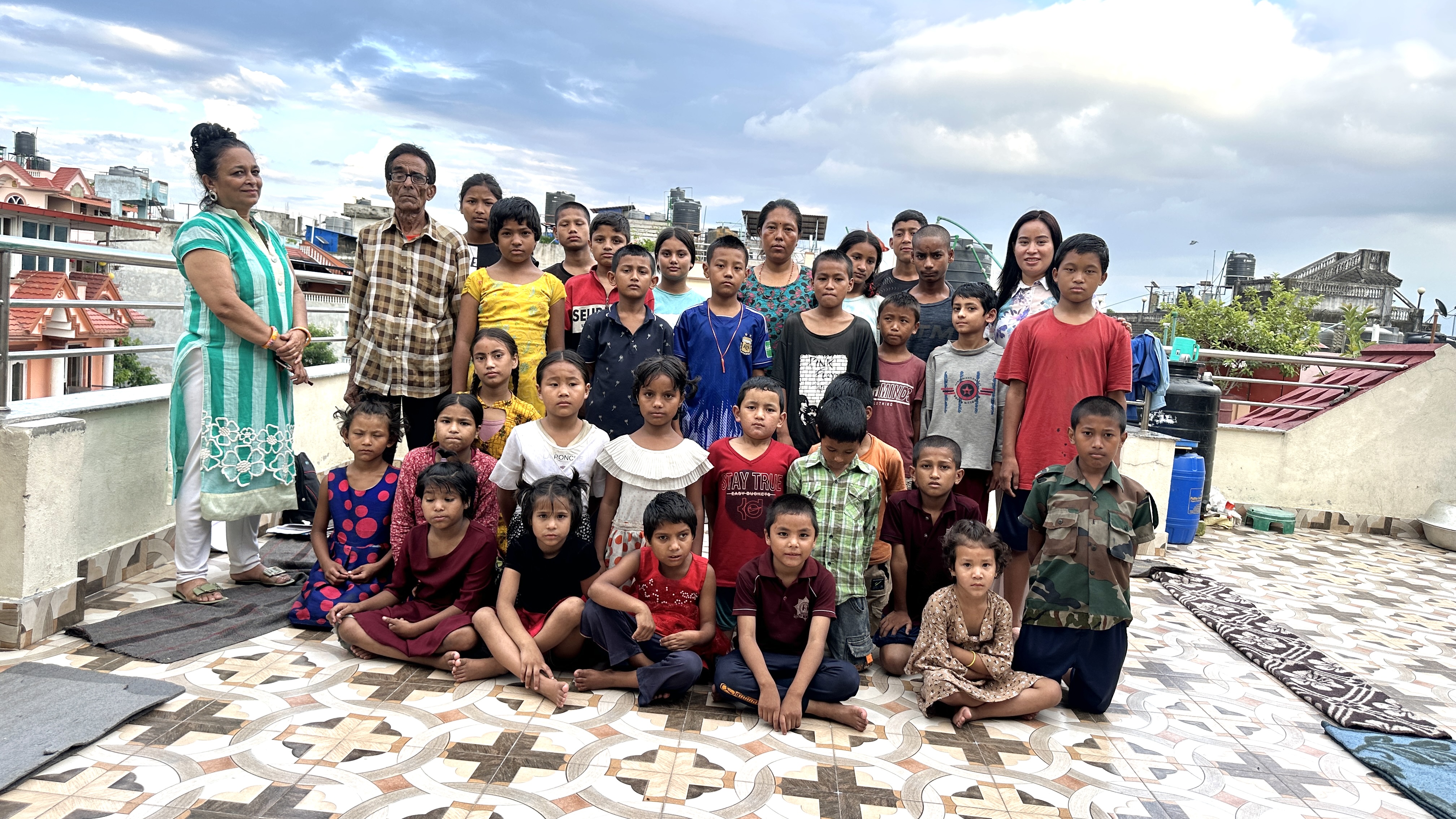 Families gathered during a community support program