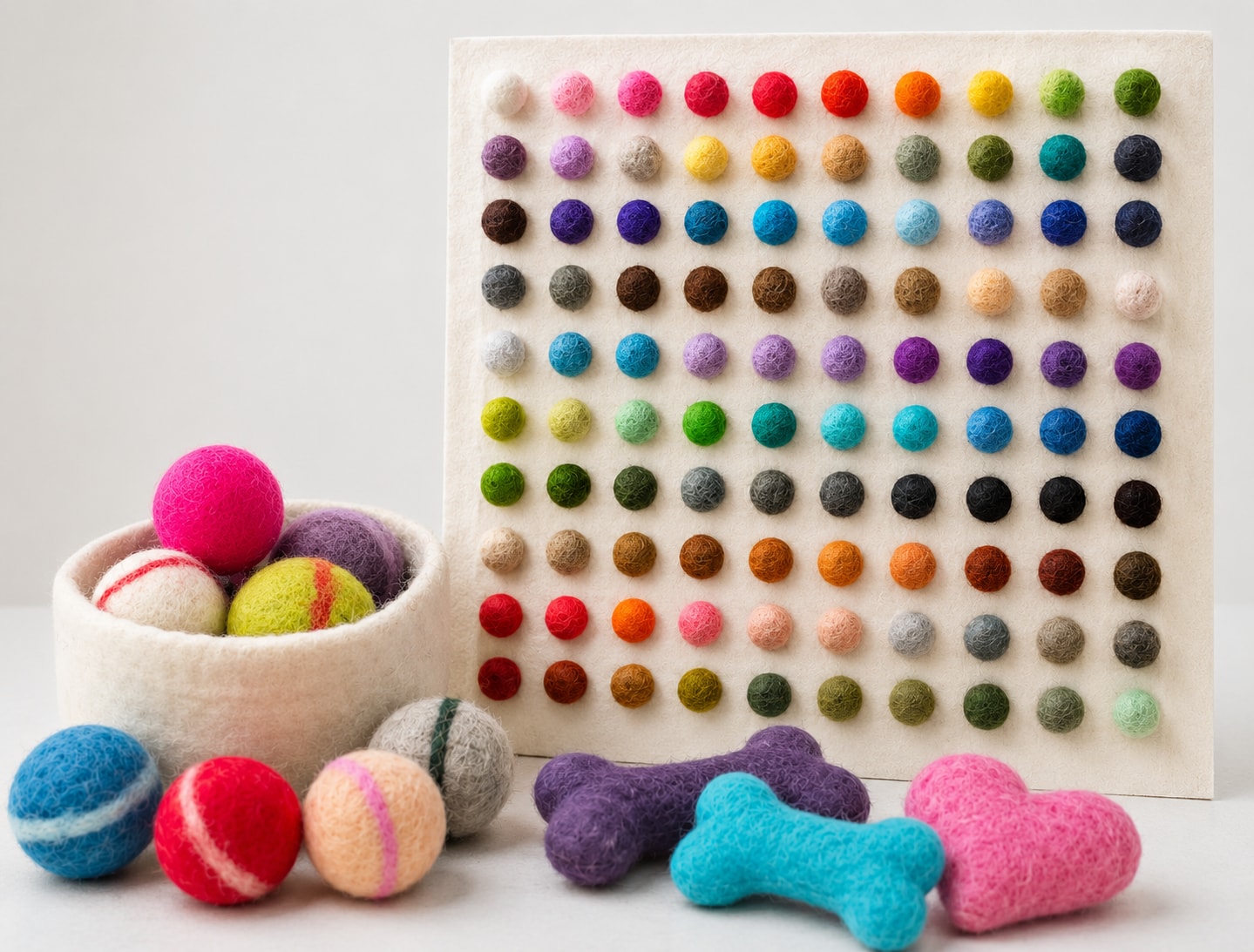 Custom color and shape options for wholesale felt pet toys